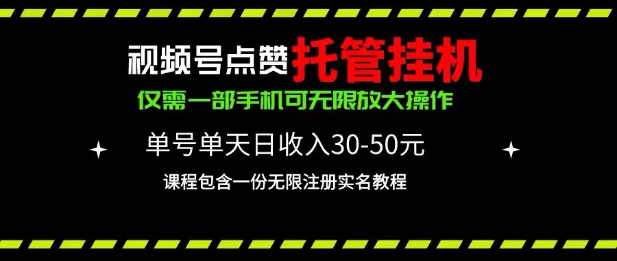 （10644期）视频号点赞托管挂机，单号单天利润30~50，一部手机无限放大（附带无限…-纵横项目网