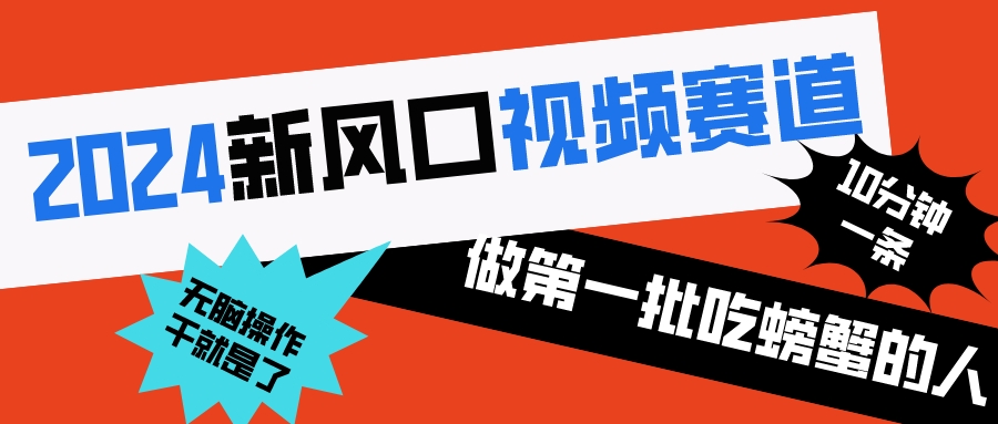 2024新风口视频赛道 做第一批吃螃蟹的人 10分钟一条原创视频 小白无脑操作1-纵横项目网