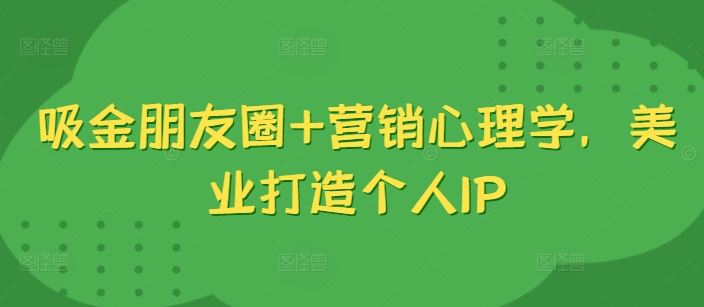 吸金朋友圈+营销心理学，美业打造个人IP-纵横项目网