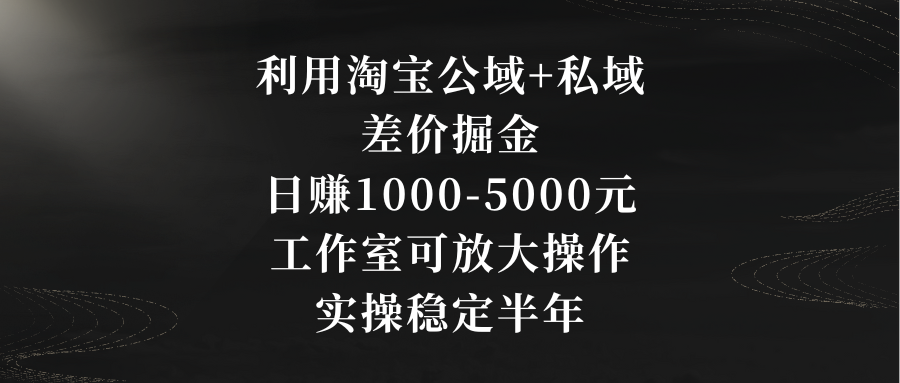 利用淘宝公域+私域差价掘金，日赚1000-5000元，工作室可放大操作，实操…-纵横项目网