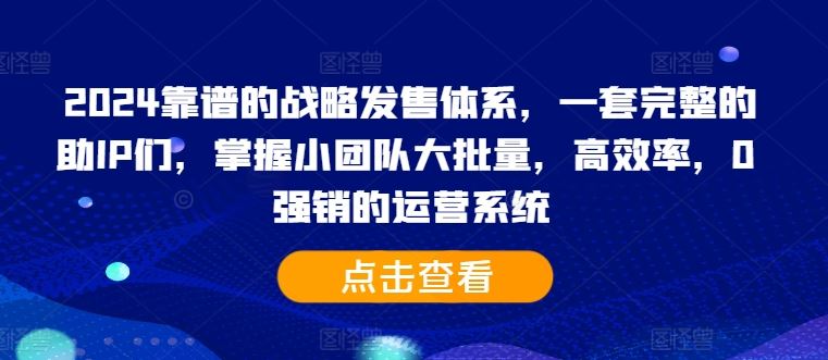 2024靠谱的战略发售体系，一套完整的助IP们，掌握小团队大批量，高效率，0 强销的运营系统-纵横项目网