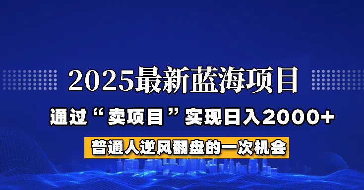 2025年蓝海项目，如何通过“网创项目”日入2000+-纵横项目网