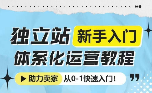 独立站新手入门体系化运营教程，助力独立站卖家从0-1快速入门!-纵横项目网