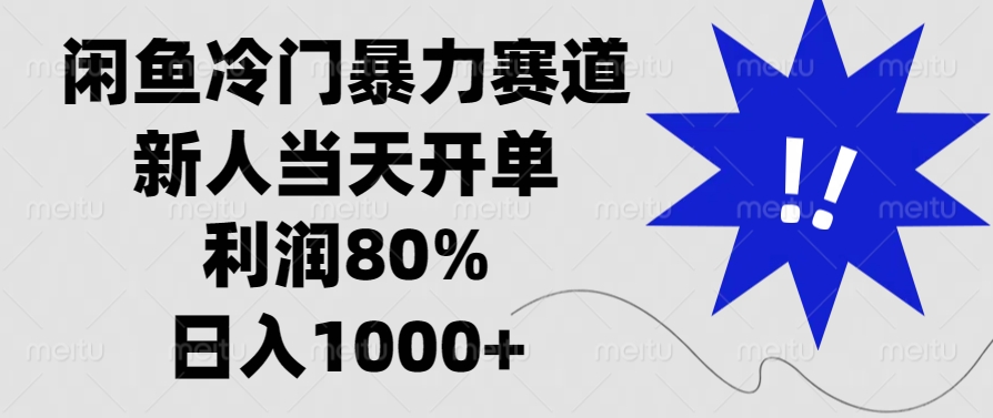 闲鱼冷门暴力赛道，新人当天开单，利润80%，日入1000+-纵横项目网