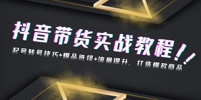 抖音带货实战教程：起号转号技巧+爆品选择+流量提升，打造爆款商品-纵横项目网