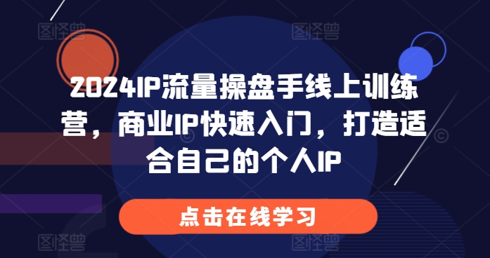 2024IP流量操盘手线上训练营，商业IP快速入门，打造适合自己的个人IP-纵横项目网