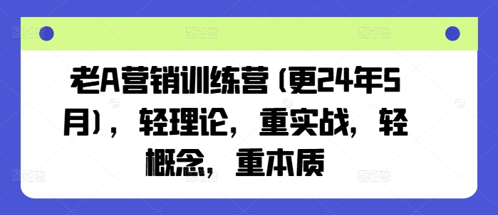 老A营销训练营(更24年12月)，轻理论，重实战，轻概念，重本质-纵横项目网