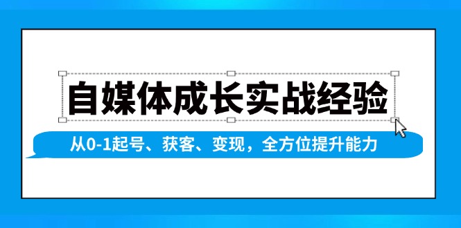 自媒体成长实战经验，从0-1起号、获客、变现，全方位提升能力-纵横项目网