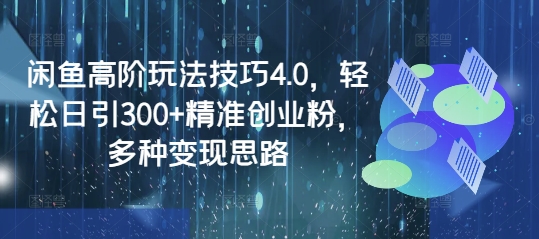 闲鱼高阶玩法技巧4.0，轻松日引300+精准创业粉，多种变现思路-纵横项目网