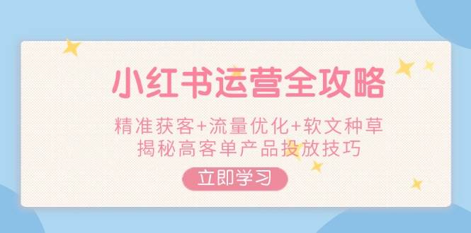 小红书运营全攻略，精准获客+流量优化+软文种草，揭秘高客单产品投放技巧-纵横项目网