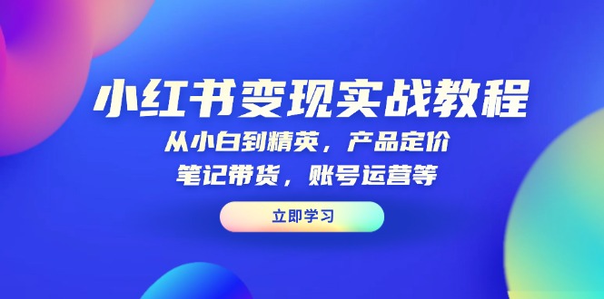 小红书变现实战教程：从小白到精英，产品定价，笔记带货，账号运营等-纵横项目网