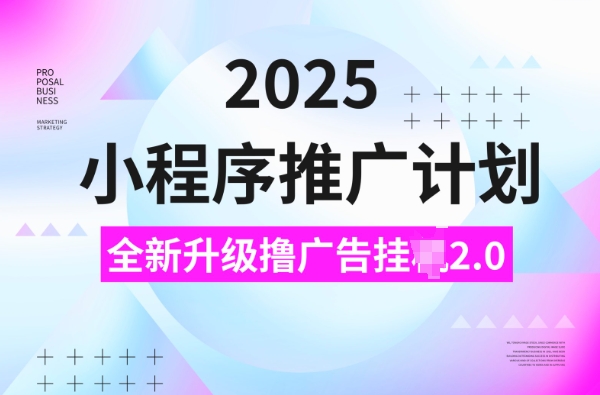 2025小程序推广计划，撸广告挂JI3.0玩法，日均5张【揭秘】-纵横项目网