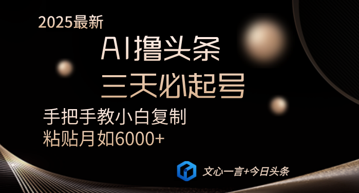 AI撸头条三天必起号手把手教小白复制粘贴月入6000+教程-纵横项目网