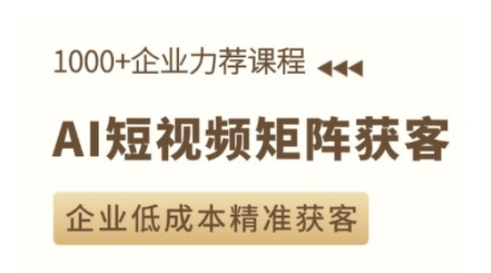 AI短视频矩阵获客实操课，企业低成本精准获客-纵横项目网