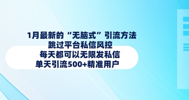 1月最新的无脑式引流方法，跳过平台私信风控，每天都可以无限发私信，单天引流500+精准用户-纵横项目网