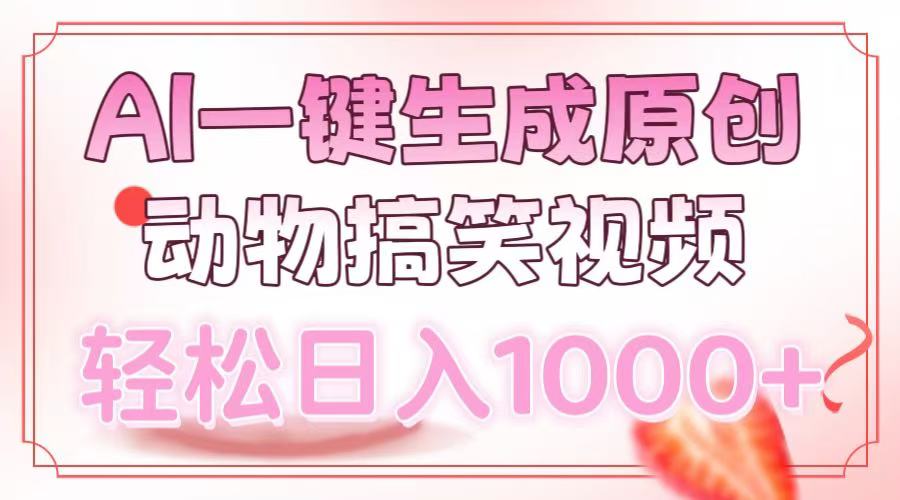 AI一键生成原创动物搞笑视频，轻松日入1000+-纵横项目网