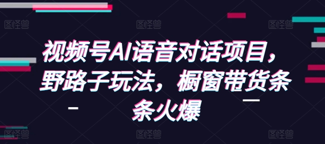 视频号AI语音对话项目，野路子玩法，橱窗带货条条火爆-纵横项目网