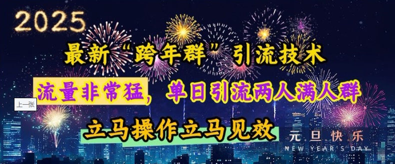 最新“跨年群”引流，流量非常猛，单日引流两人满人群，立马操作立马见效【揭秘】-纵横项目网