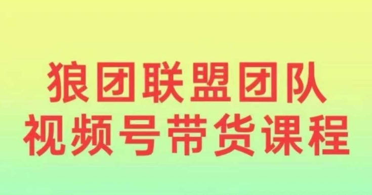 狼团联盟2024视频号带货，0基础小白快速入局视频号-纵横项目网