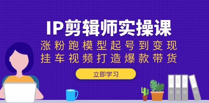 IP剪辑师实操课：涨粉跑模型起号到变现，挂车视频打造爆款带货-纵横项目网