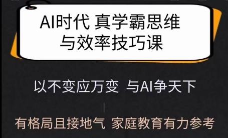 Ai时代真学霸思维与学习方法课，有格局且接地气，家庭教育有力参考-纵横项目网