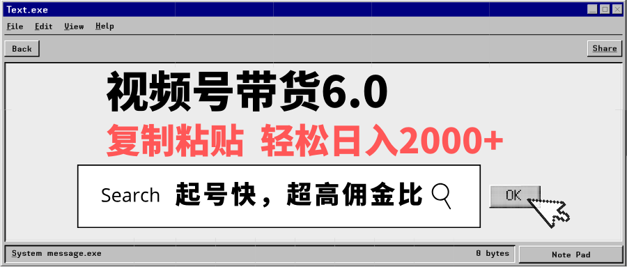 视频号带货6.0，轻松日入2000+，起号快，复制粘贴即可，超高佣金比-纵横项目网