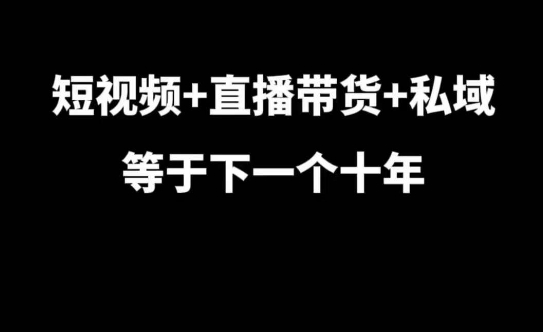 短视频+直播带货+私域等于下一个十年，大佬7年实战经验总结-纵横项目网