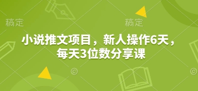 小说推文项目，新人操作6天，每天3位数分享课-纵横项目网