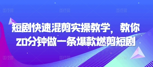 短剧快速混剪实操教学，教你20分钟做一条爆款燃剪短剧-纵横项目网