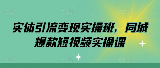 实体引流变现实操班，同城爆款短视频实操课-纵横项目网