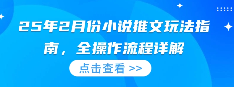 25年2月份小说推文玩法指南，全操作流程详解-纵横项目网