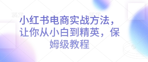 小红书电商实战方法，让你从小白到精英，保姆级教程-纵横项目网