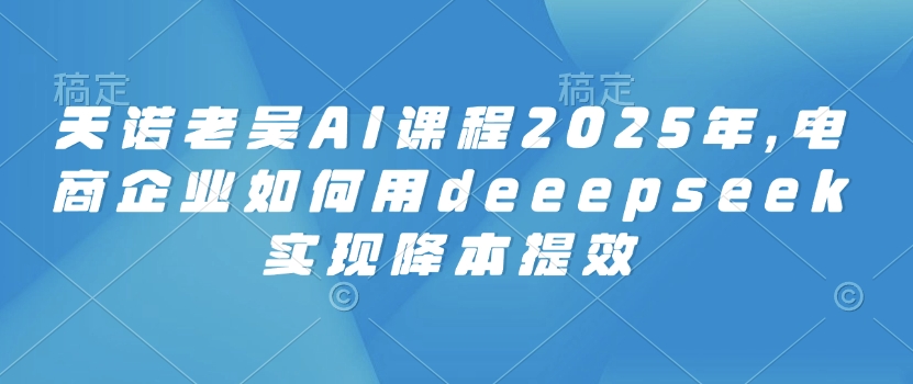 天诺老吴AI课程2025年，电商企业如何用deeepseek实现降本提效-纵横项目网