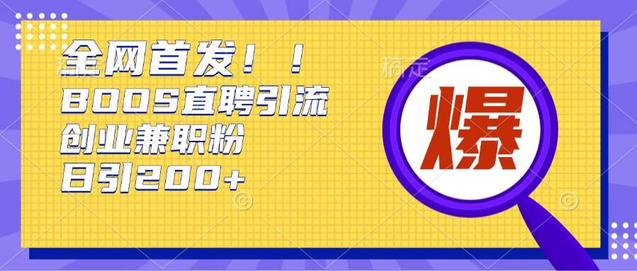 通过Boss直聘，每天轻松钓到200+多条创业大鱼的秘籍【揭秘】-纵横项目网