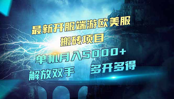 全网热门游戏欧美服端游搬砖，最新开服，项目红利期，单机月入5000+-纵横项目网