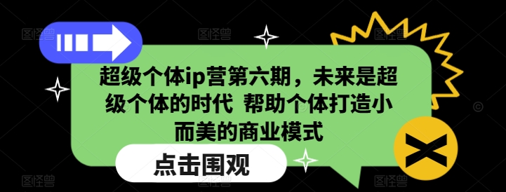 超级个体ip营第六期，未来是超级个体的时代  帮助个体打造小而美的商业模式-纵横项目网