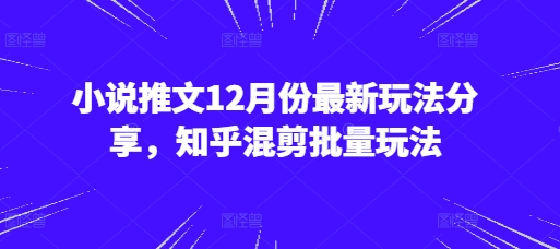 小说推文12月份最新玩法分享，知乎混剪批量玩法-纵横项目网