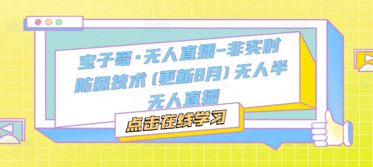 宝子哥·无人直播-非实时防风技术(更新11月)无人半无人直播-纵横项目网