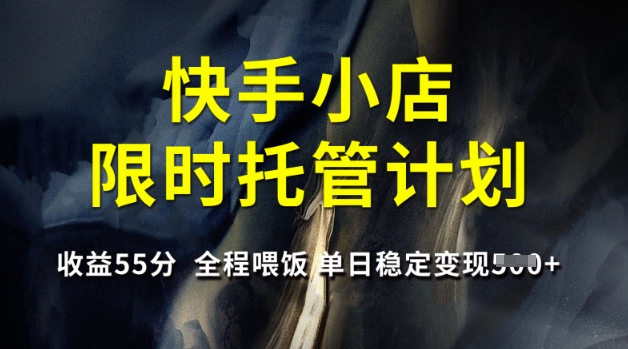 快手小店限时托管计划，收益55分，全程喂饭，单日稳定变现5张【揭秘】-纵横项目网