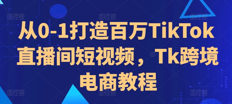 从0-1打造百万TikTok直播间短视频，Tk跨境电商教程-纵横项目网