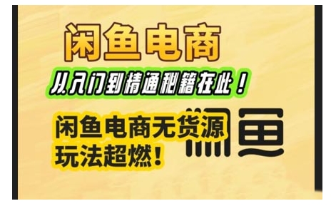 闲鱼电商实战课，从入门到精通秘籍在此，闲鱼电商无货源玩法超燃!-纵横项目网