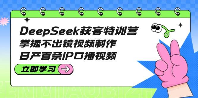 DeepSeek获客特训营：掌握不出镜视频制作，日产百条IP口播视频-纵横项目网