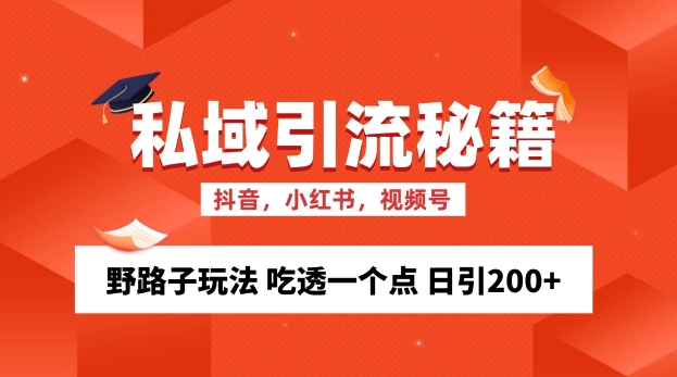 私域流量的精准化获客方法 野路子玩法 吃透一个点 日引200+ 【揭秘】-纵横项目网