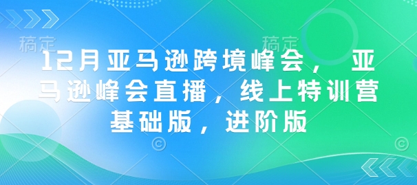 12月亚马逊跨境峰会， 亚马逊峰会直播，线上特训营基础版，进阶版-纵横项目网