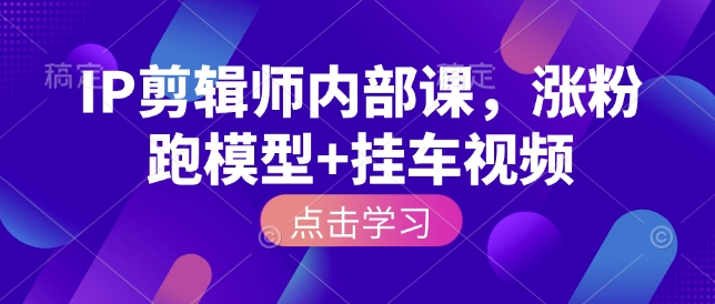 IP剪辑师内部课，涨粉跑模型+挂车视频-纵横项目网