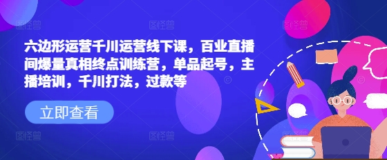 六边形运营千川运营线下课，百业直播间爆量真相终点训练营，单品起号，主播培训，千川打法，过款等-纵横项目网