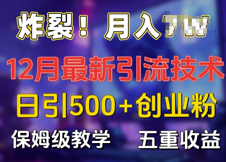炸裂!揭秘12月最新日引流500+精准创业粉，多重收益保姆级教学-纵横项目网