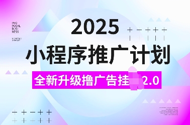 2025小程序推广计划，全新升级撸广告挂JI2.0玩法，日入多张，小白可做【揭秘】-纵横项目网