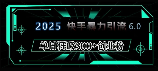 2025年快手6.0保姆级教程震撼来袭，单日狂吸300+精准创业粉-纵横项目网