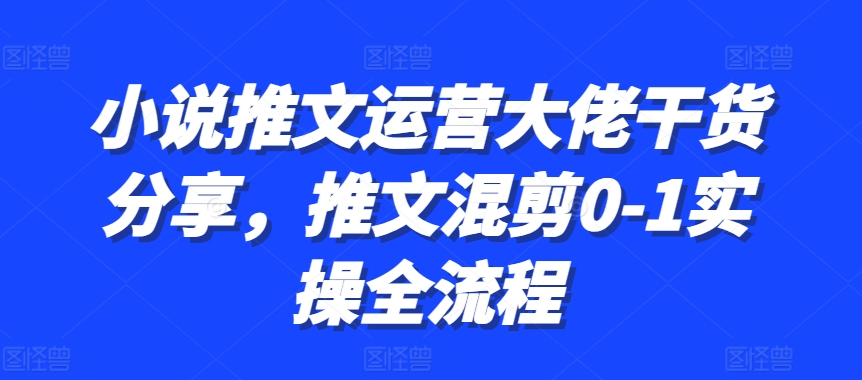 小说推文运营大佬干货分享，推文混剪0-1实操全流程-纵横项目网